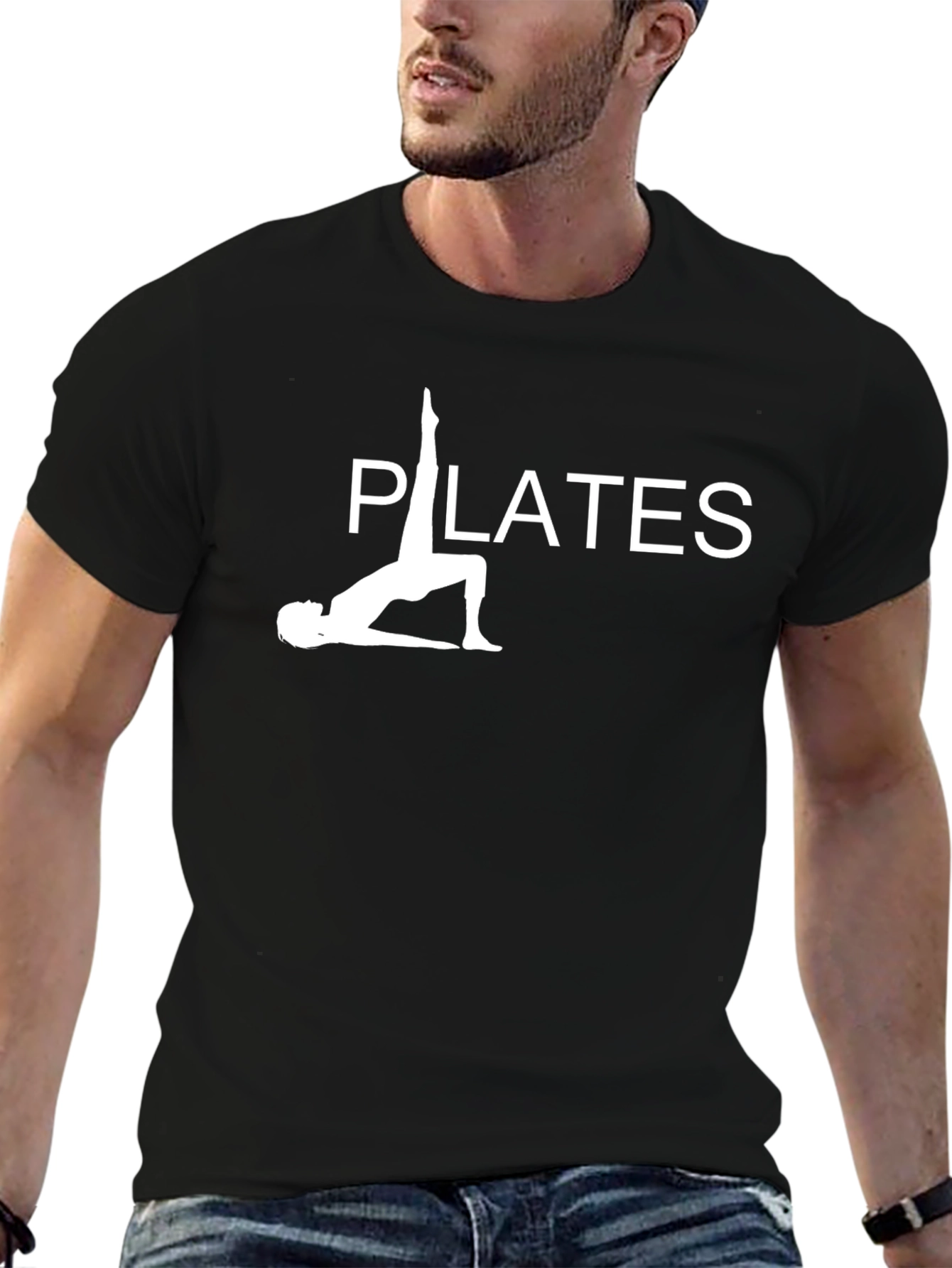 Pilates Pose Graphic T-Shirt - Black Comfortable Fit