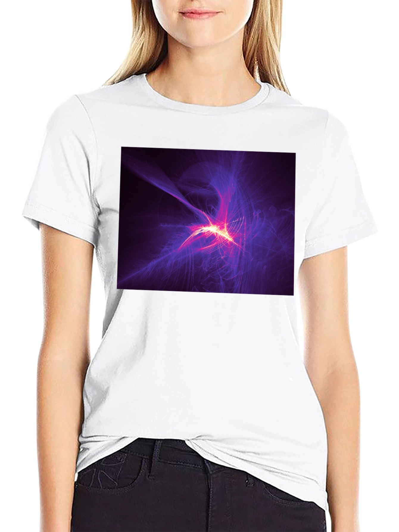 Abstract Light Burst Graphic Black T-Shirt