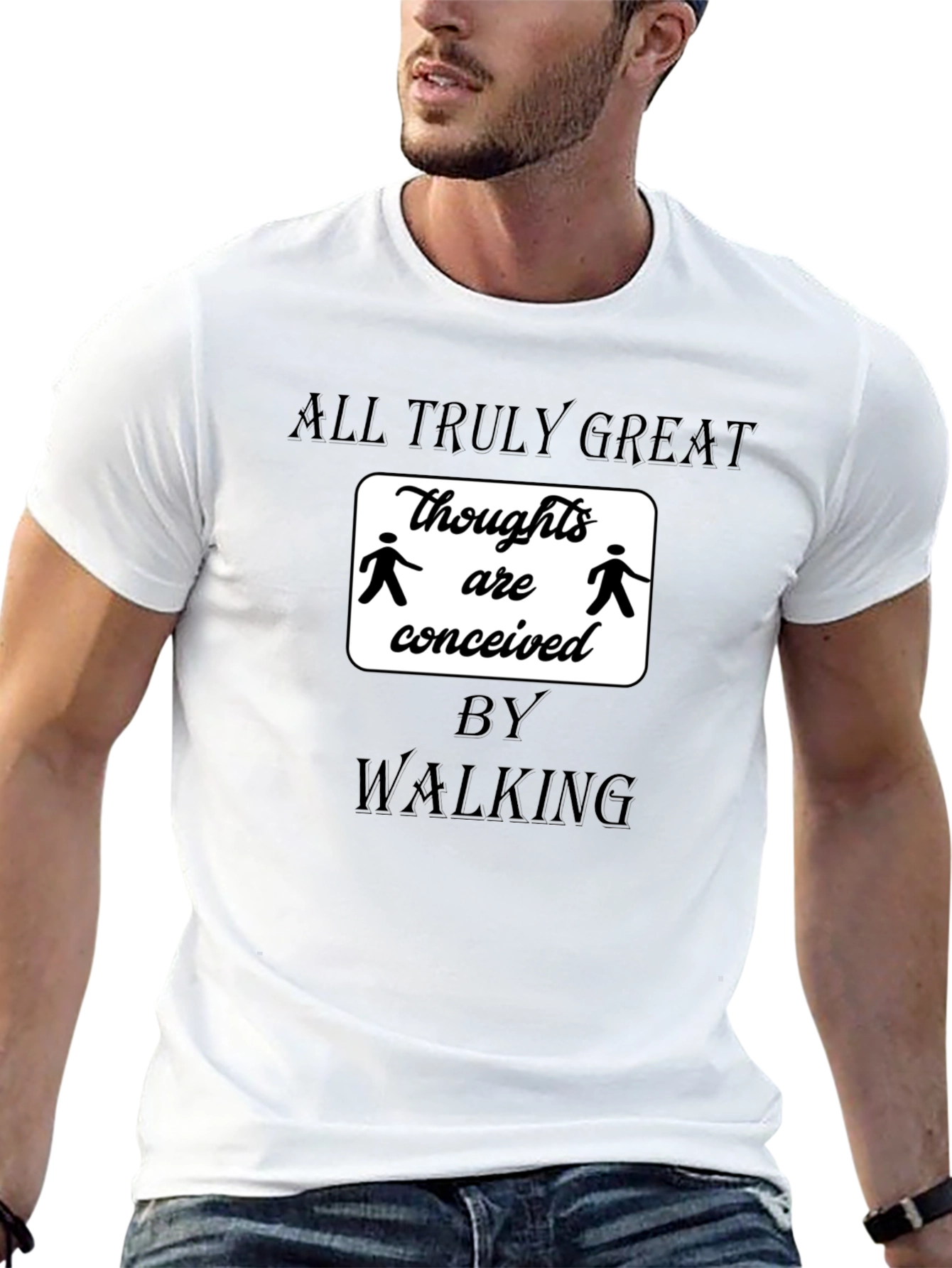 All Truly Great Thoughts Walking Black T-Shirt