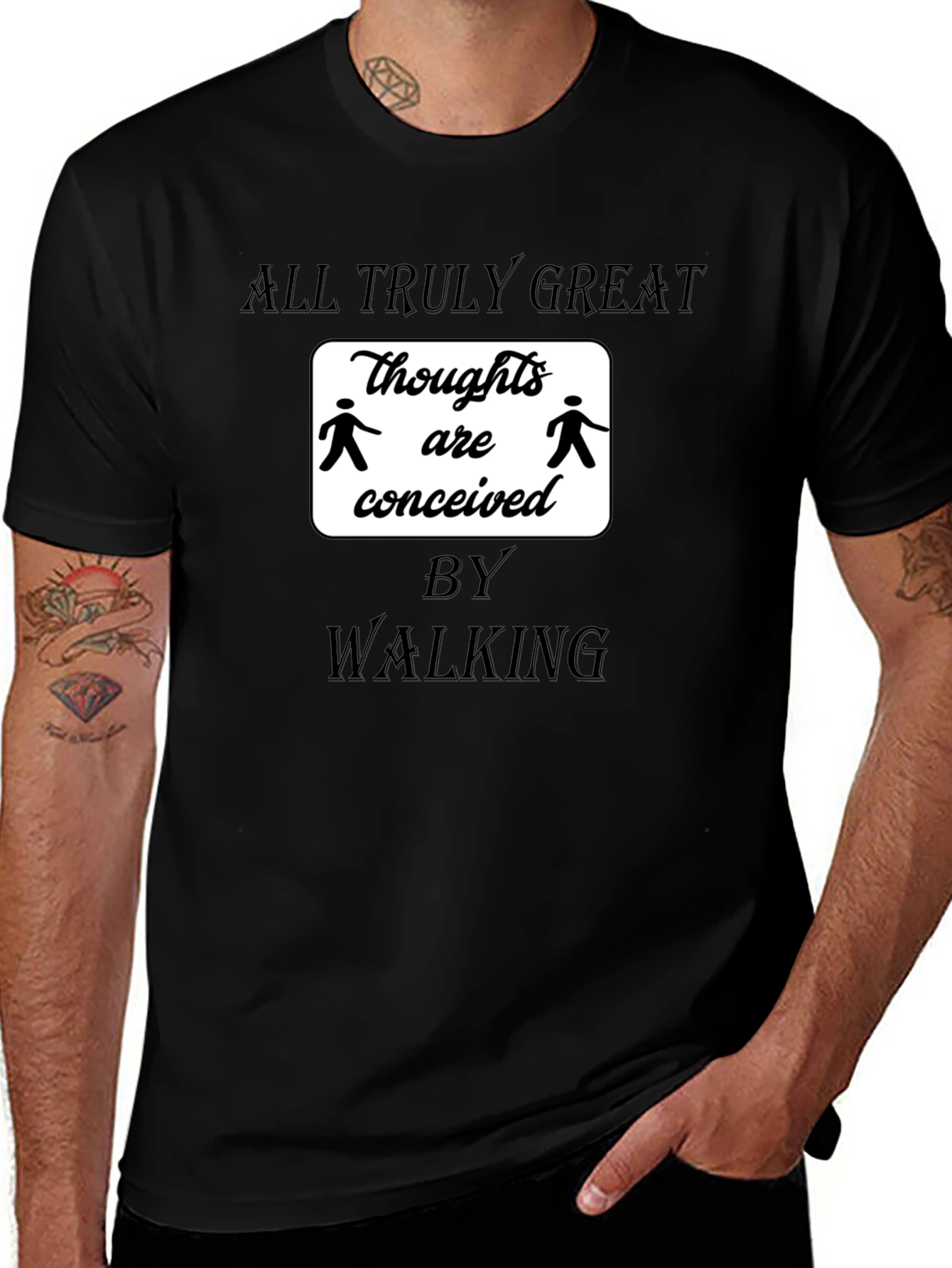 All Truly Great Thoughts Walking Black T-Shirt