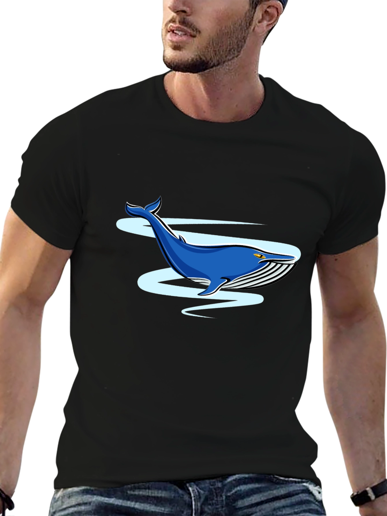 Whale Graphic Black T-Shirt - Casual Comfort