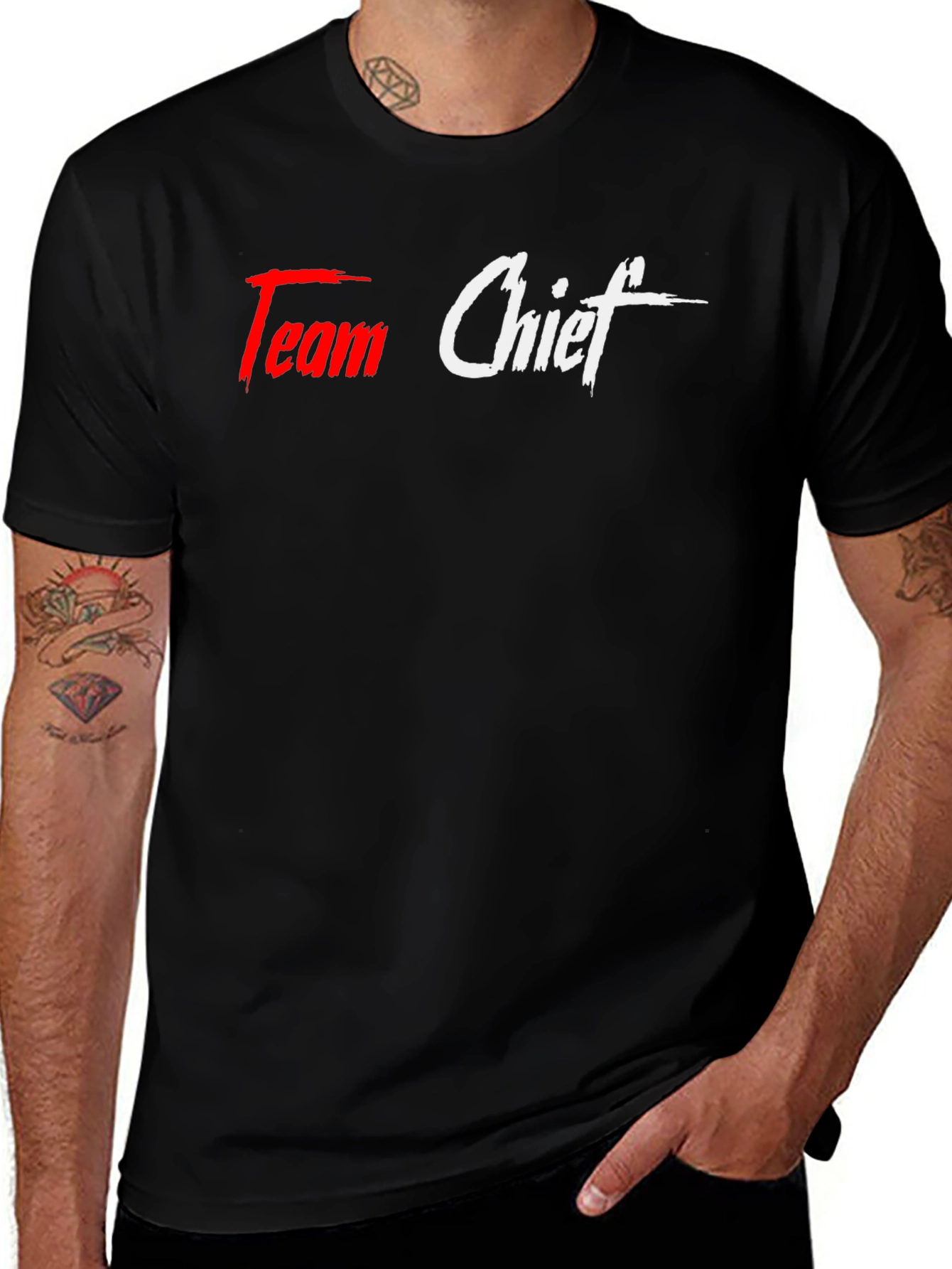 Team Chief Graphic Print Black T-Shirt