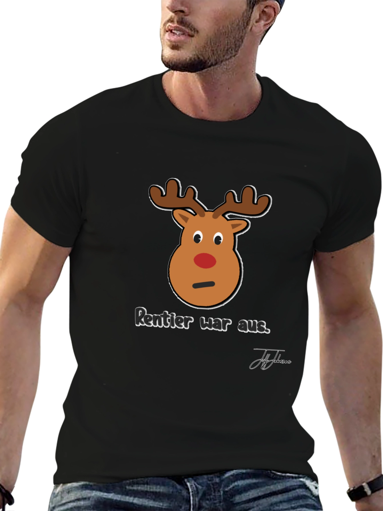 Funny Reindeer Christmas T-Shirt - Rentier War Aus