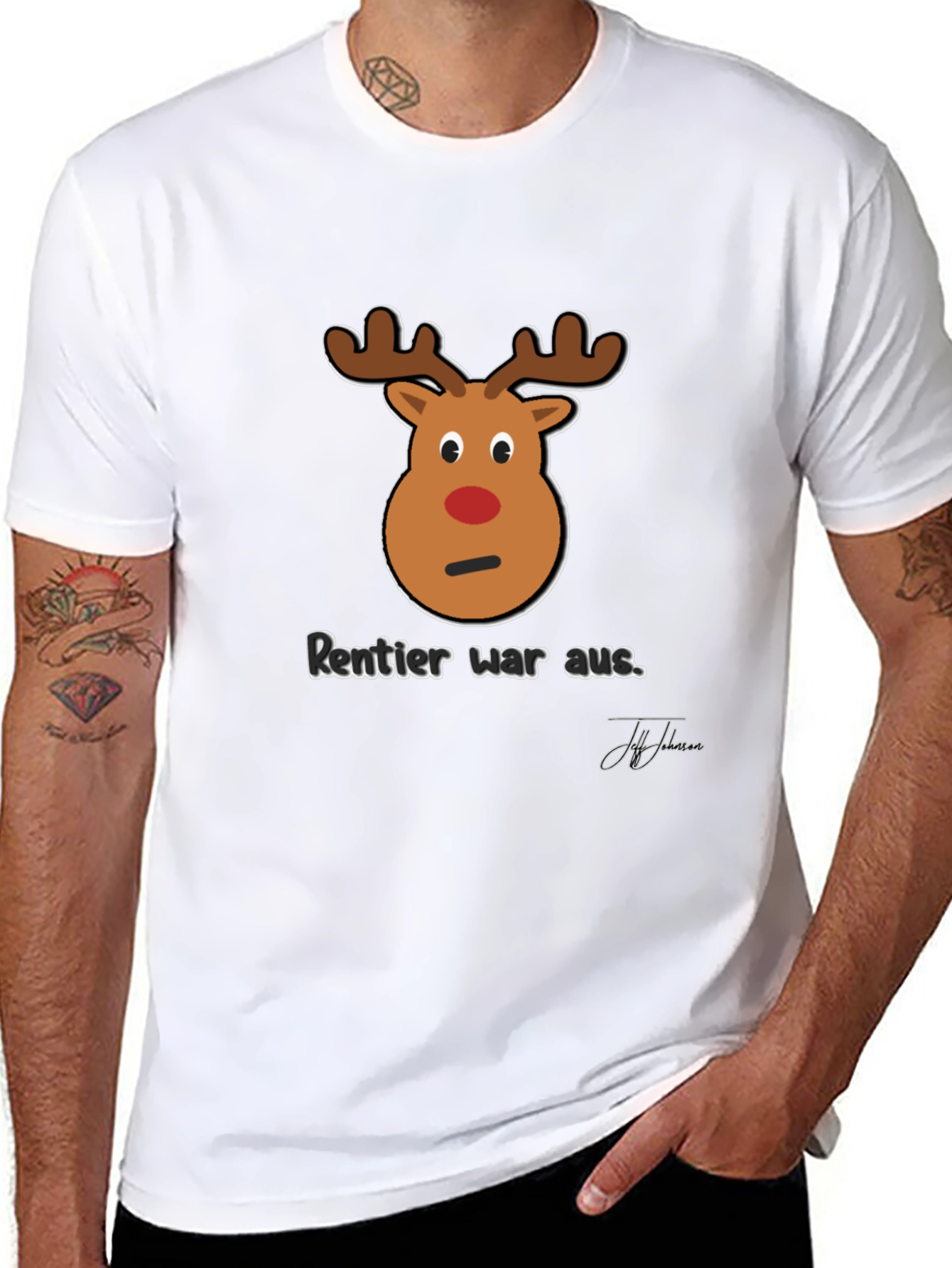 Funny Reindeer Christmas T-Shirt - Rentier War Aus