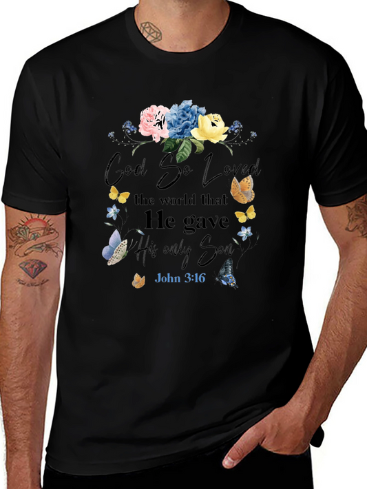 Faith-Inspired Floral T-Shirt: God So Loved