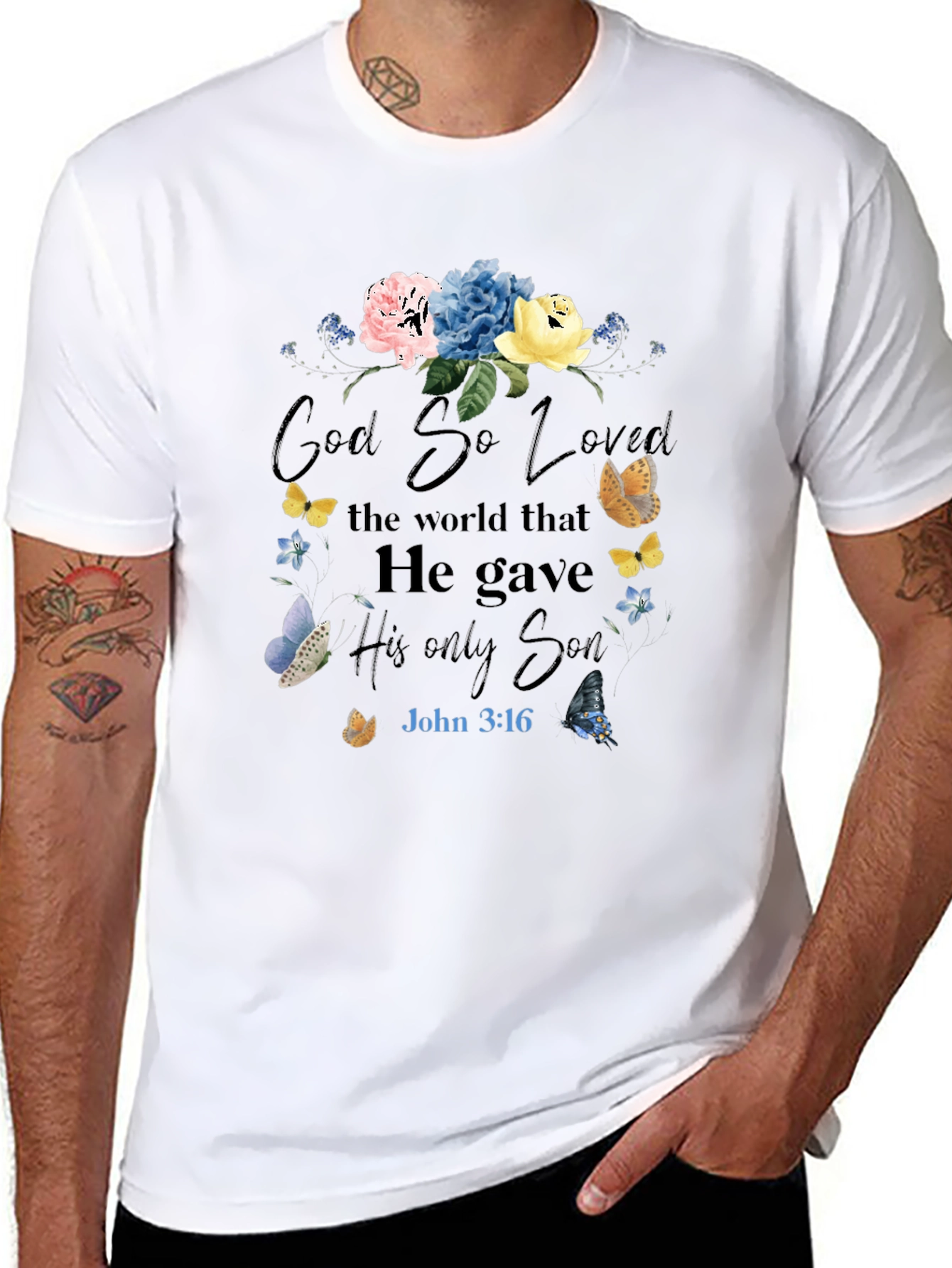 Faith-Inspired Floral T-Shirt: God So Loved