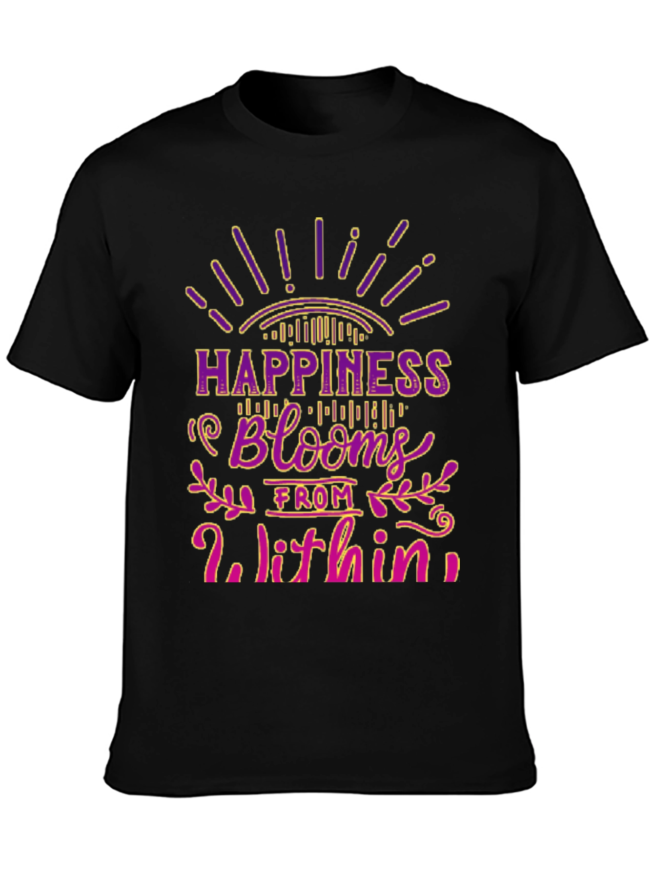 Happiness Blooms Graphic Tee - Black