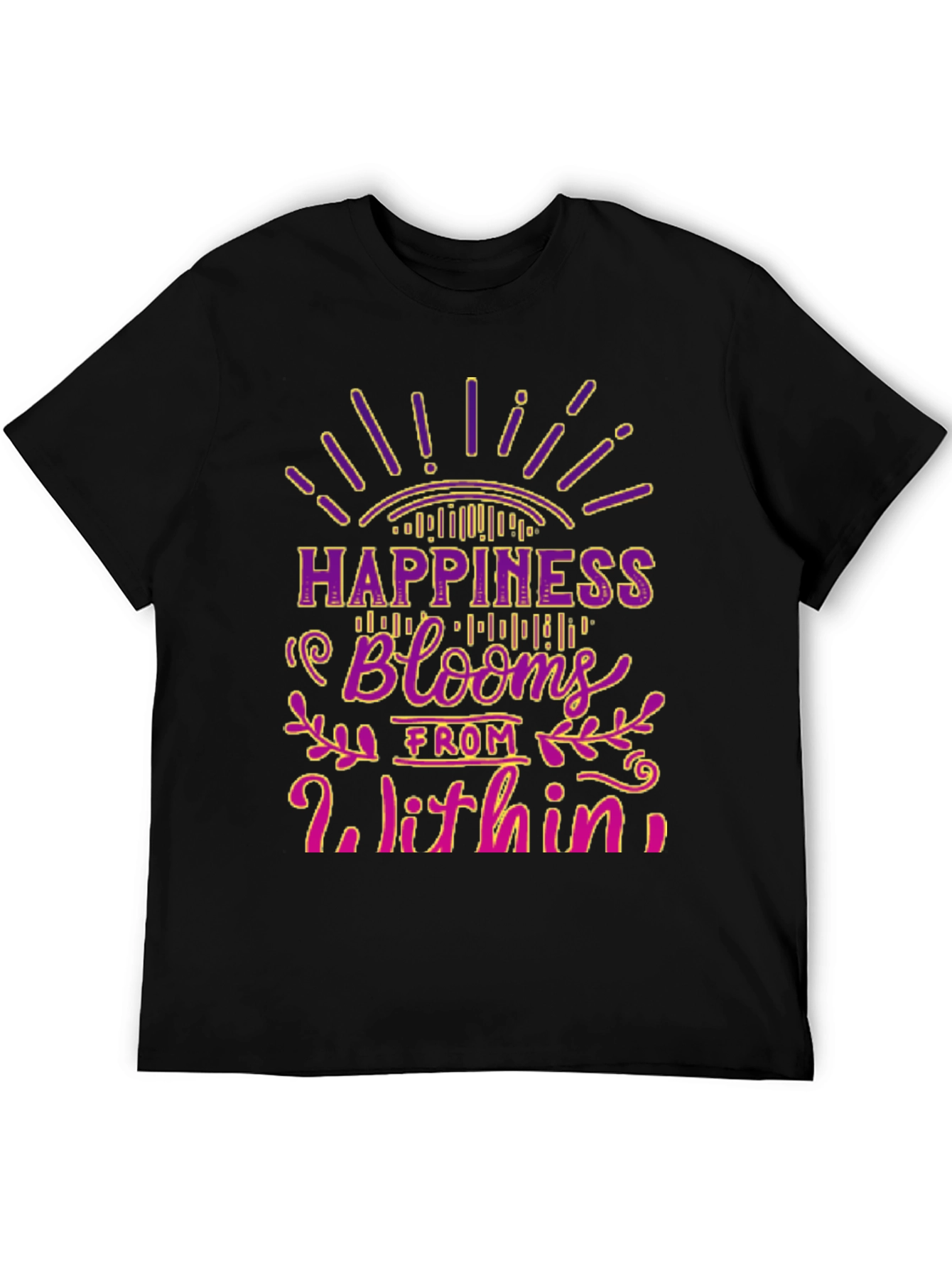Happiness Blooms Graphic Tee - Black
