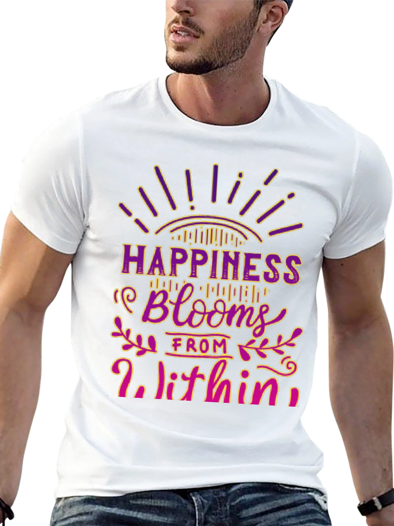 Happiness Blooms Graphic Tee - Black