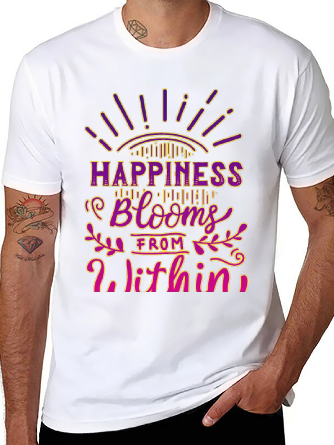 Happiness Blooms Graphic Tee - Black