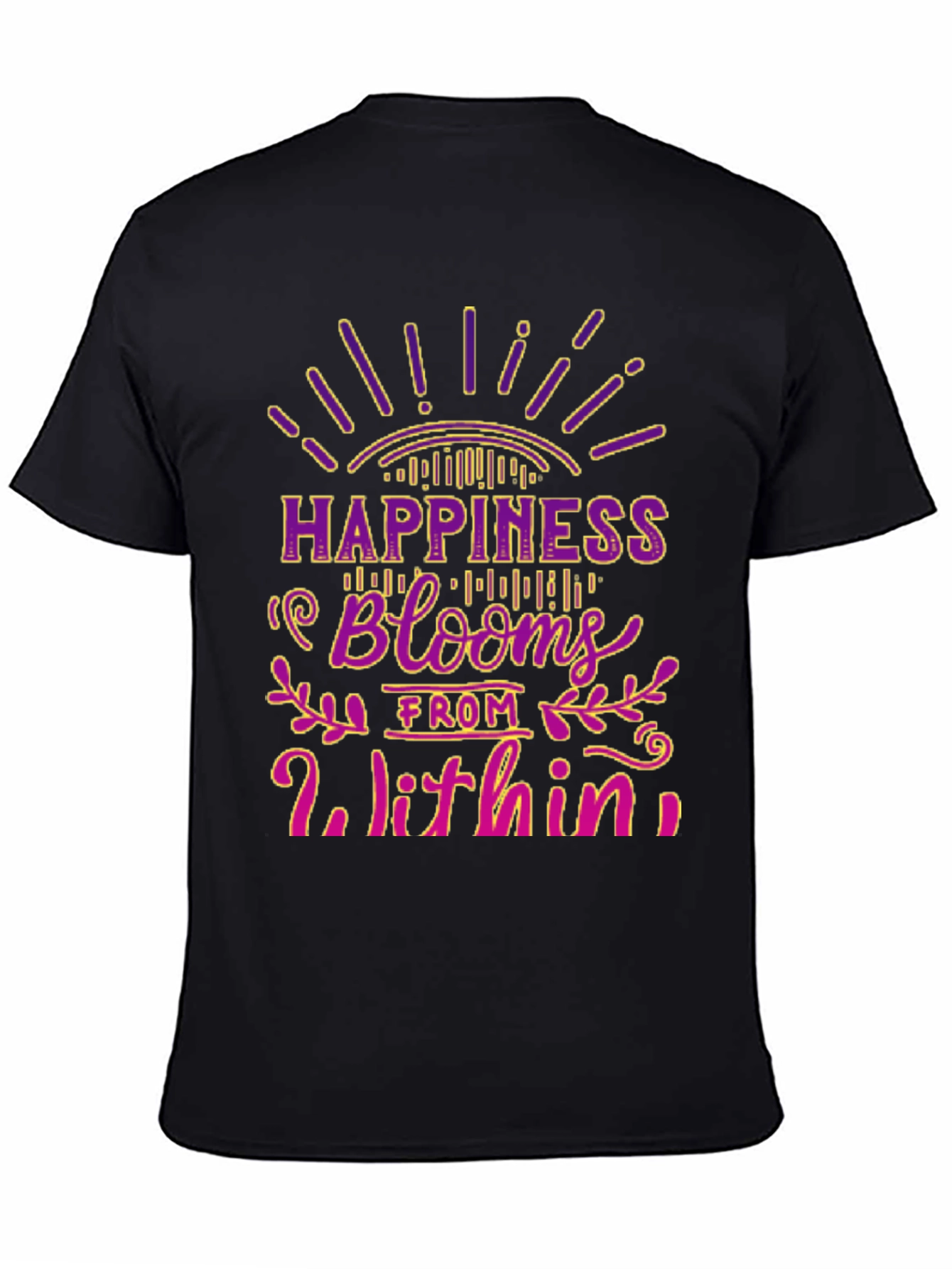 Happiness Blooms Graphic Tee - Black