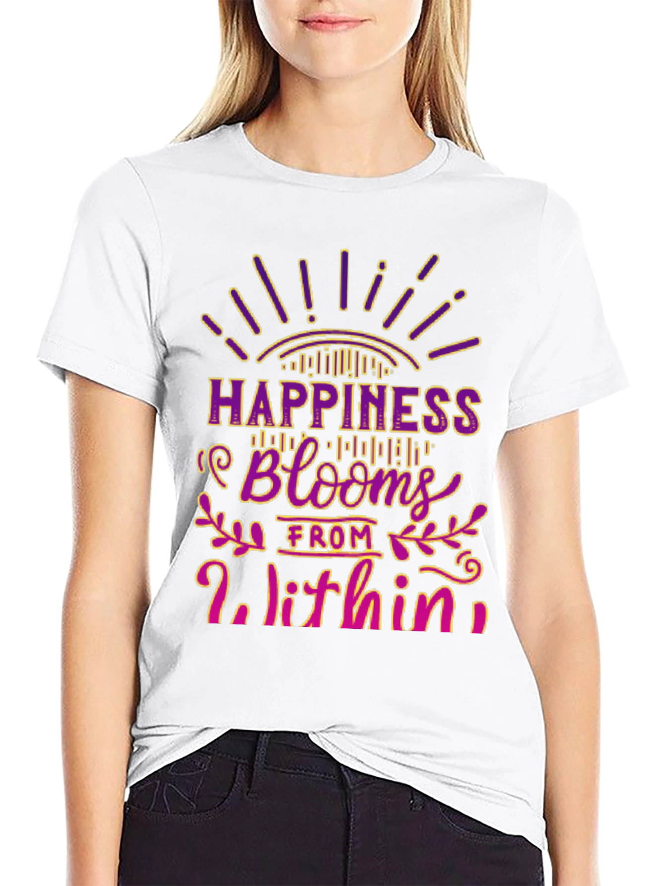 Happiness Blooms Graphic Tee - Black