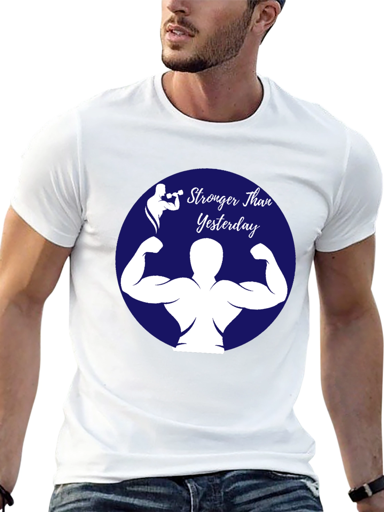 Stronger Than Yesterday T-Shirt - Gym Fitness Apparel