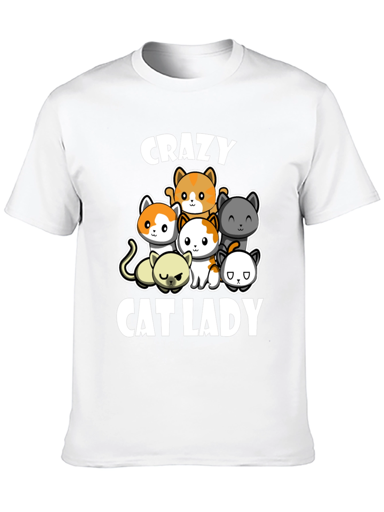 Crazy Cat Lady T-Shirt Cute Cats Black Cotton Tee