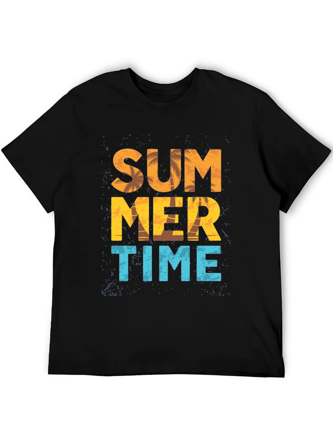 Summer Time Graphic Print Black T-Shirt