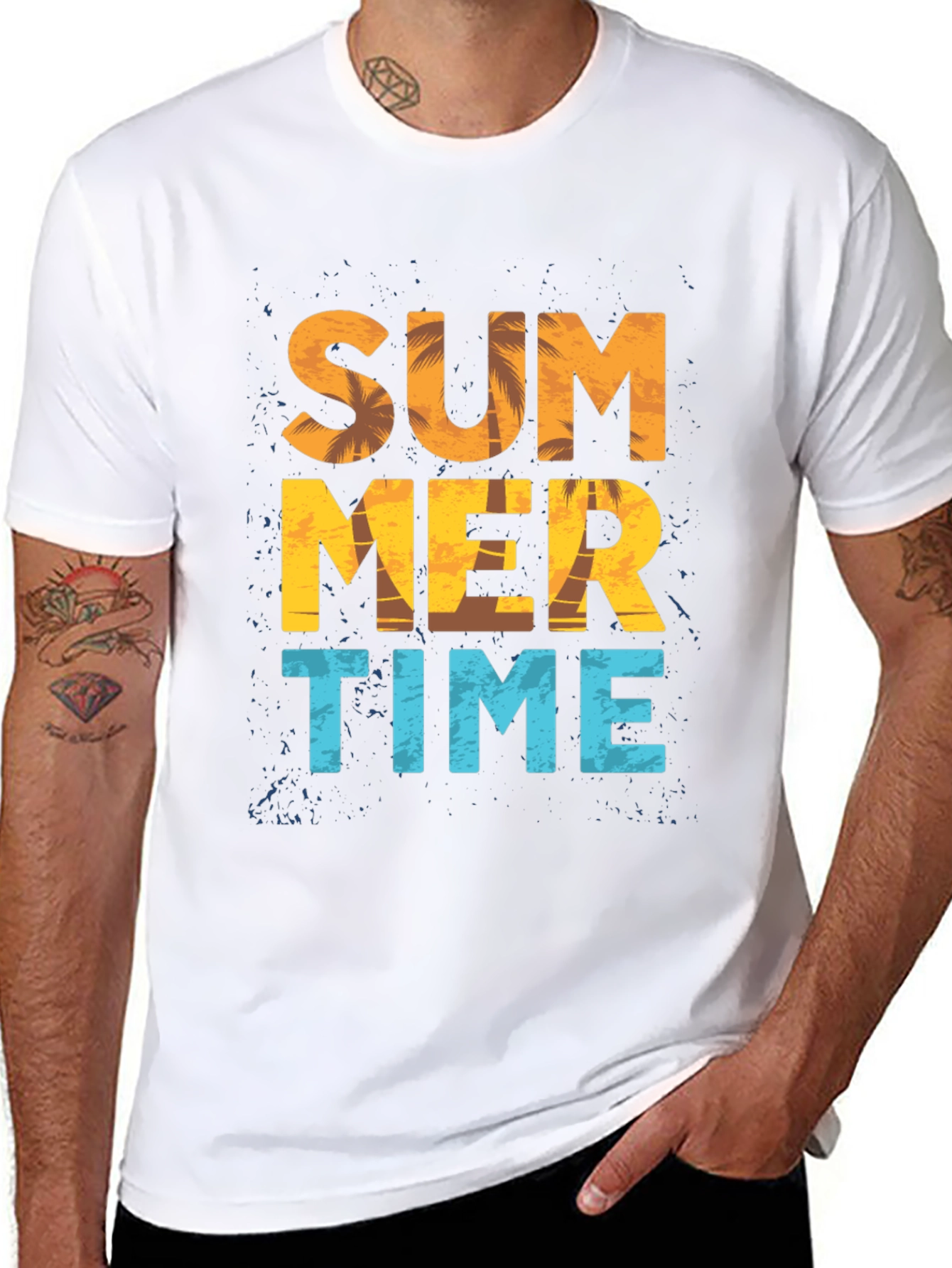 Summer Time Graphic Print Black T-Shirt