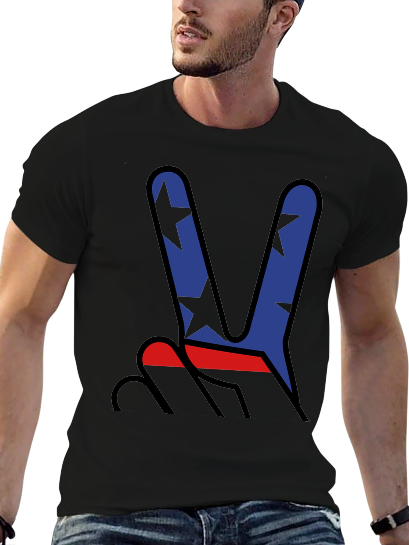 Peace Sign Star Graphic T-Shirt - Mens Casual Tee