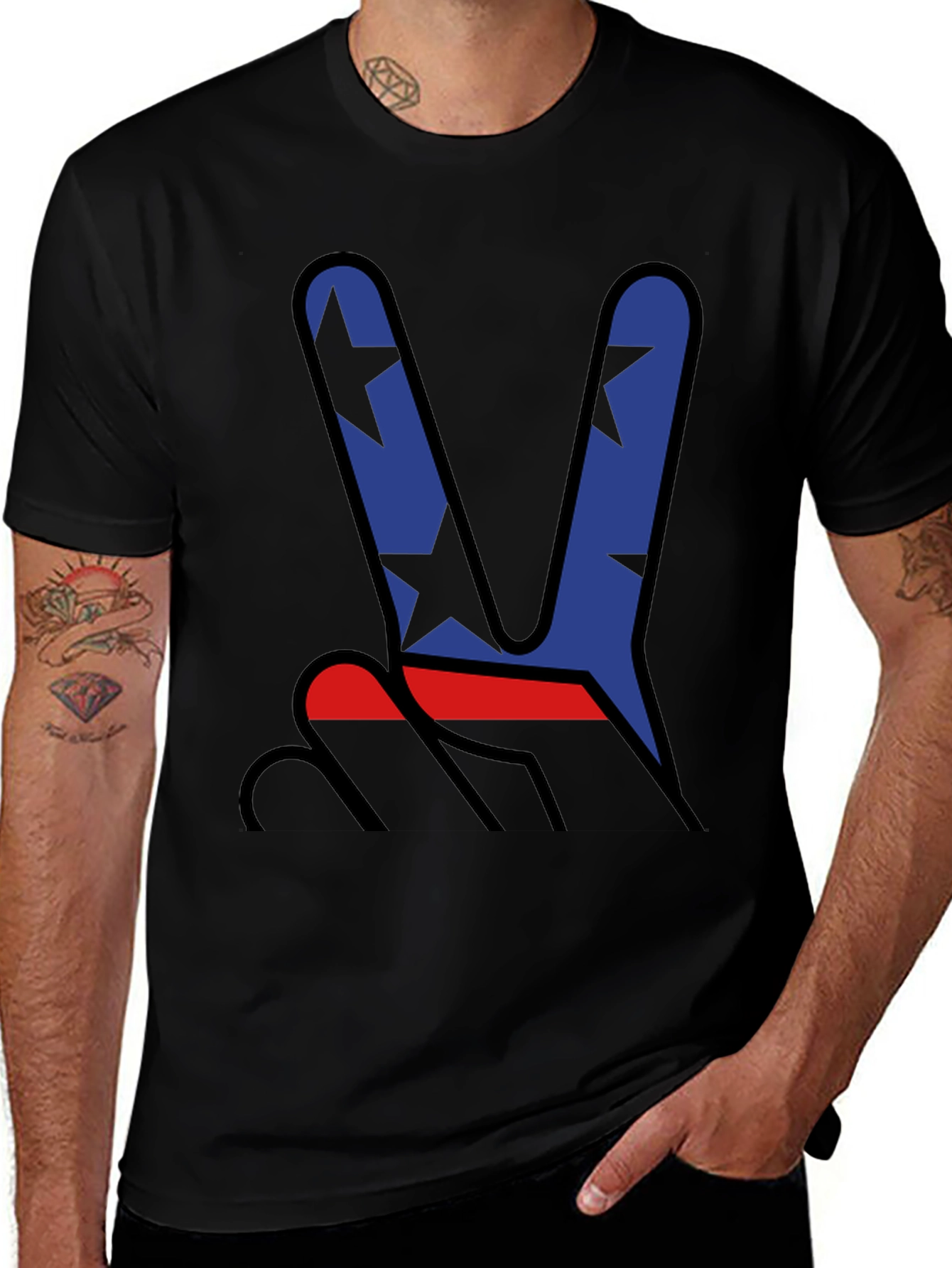Peace Sign Star Graphic T-Shirt - Mens Casual Tee