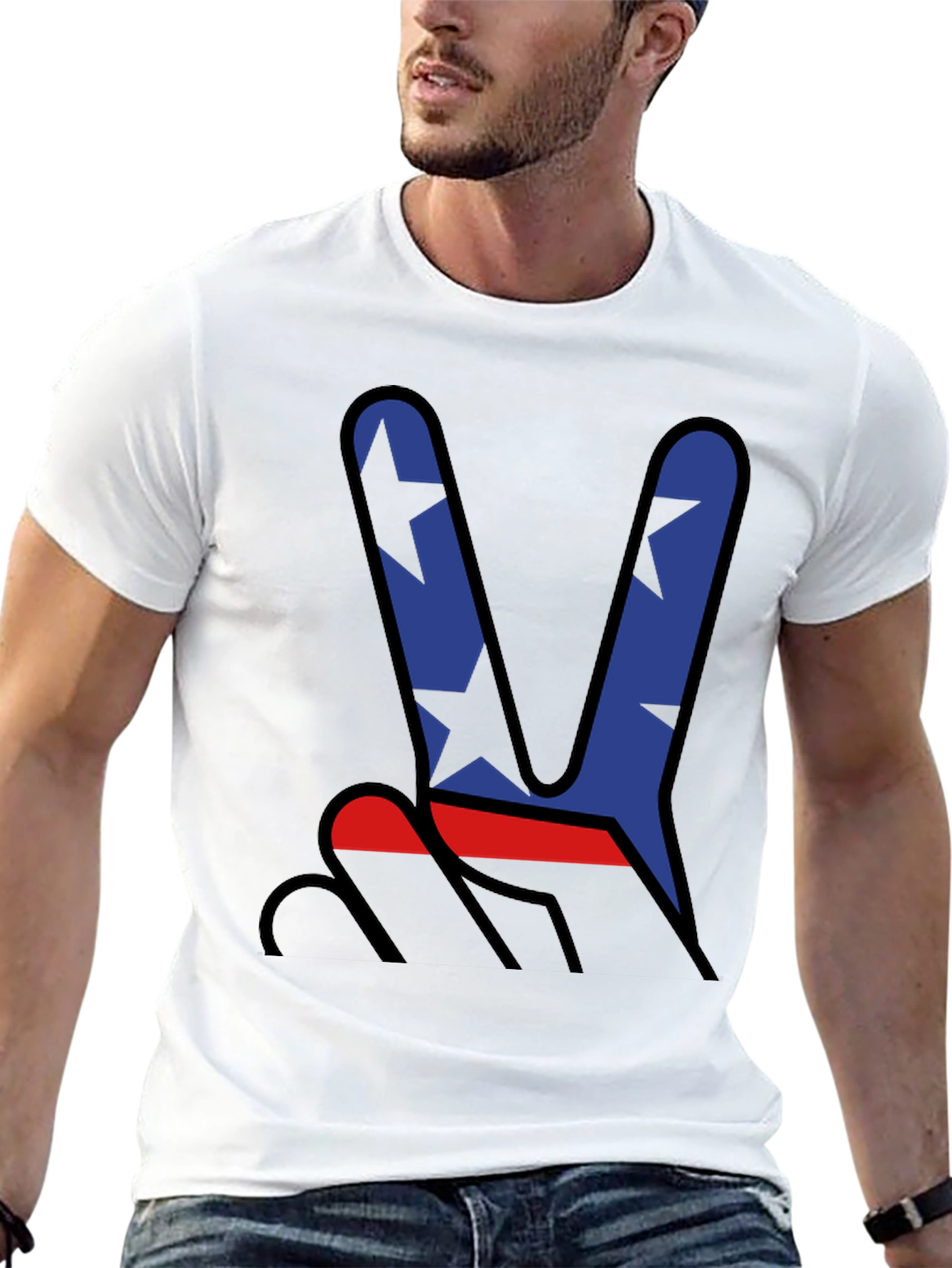 Peace Sign Star Graphic T-Shirt - Mens Casual Tee