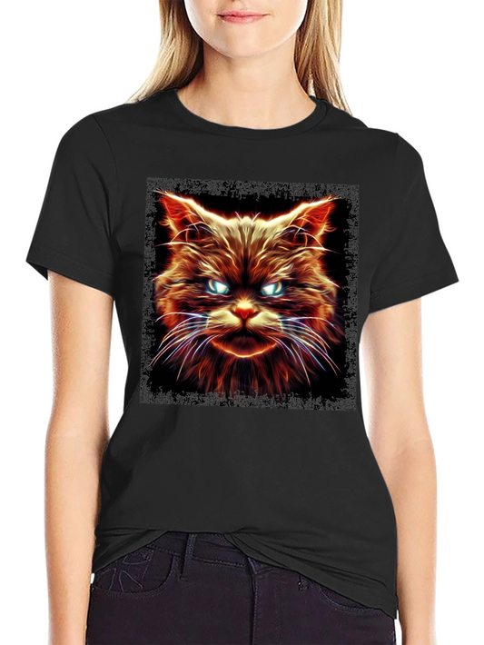 Fiery Cat Graphic T-Shirt