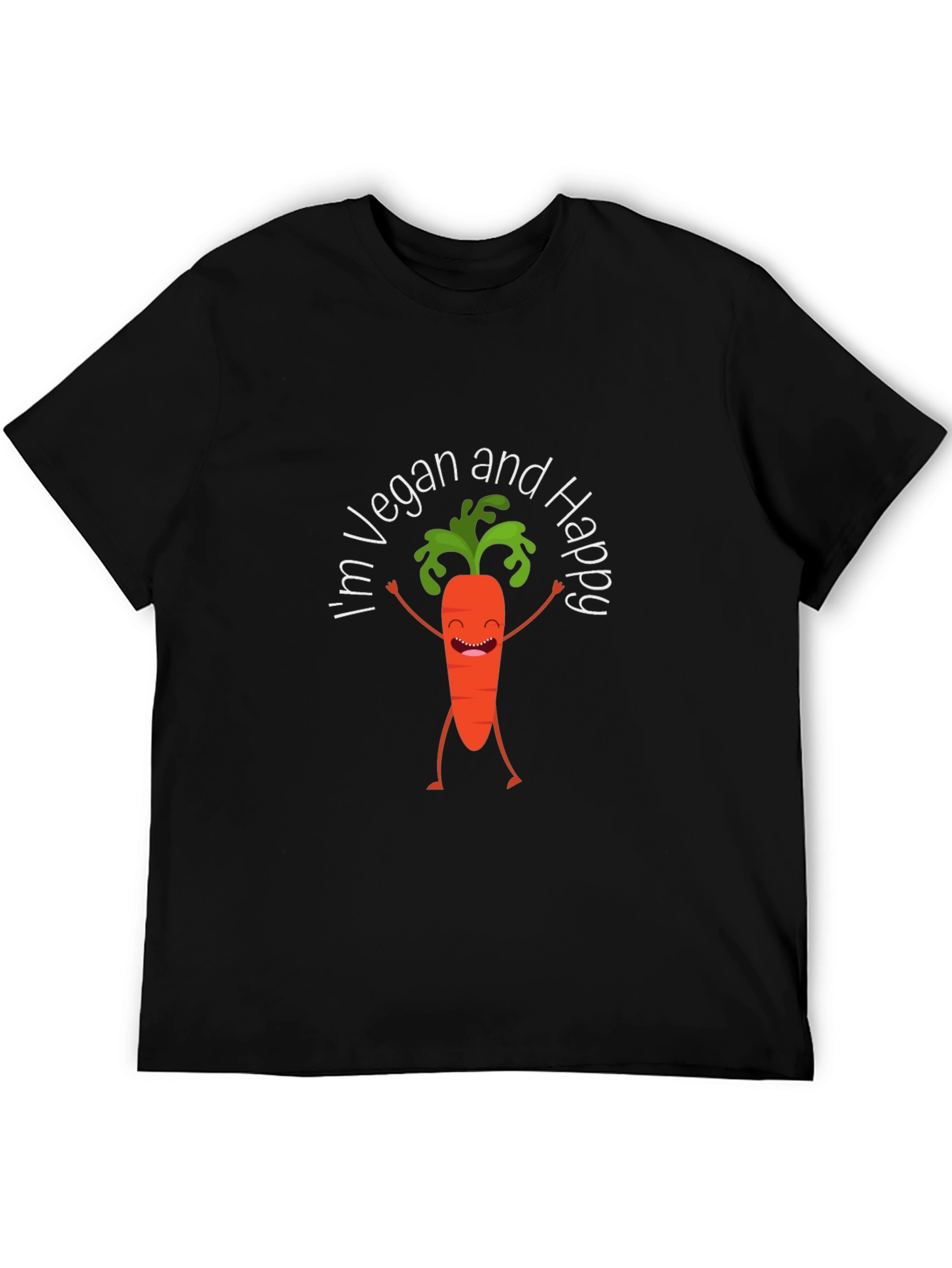 Vegan Happy Carrot Black T-Shirt
