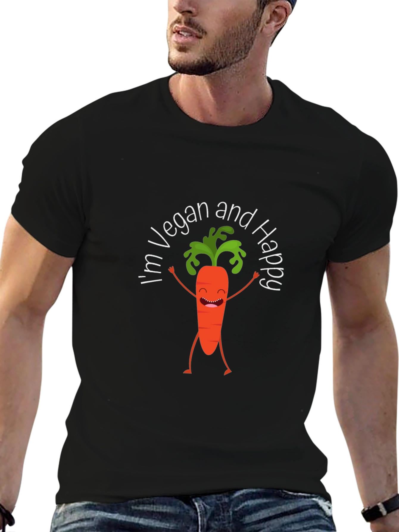 Vegan Happy Carrot Black T-Shirt