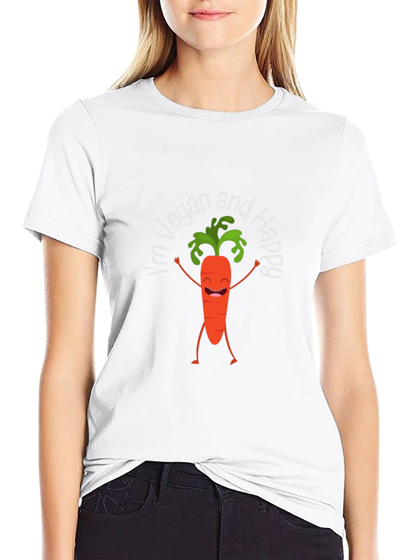 Vegan Happy Carrot Black T-Shirt