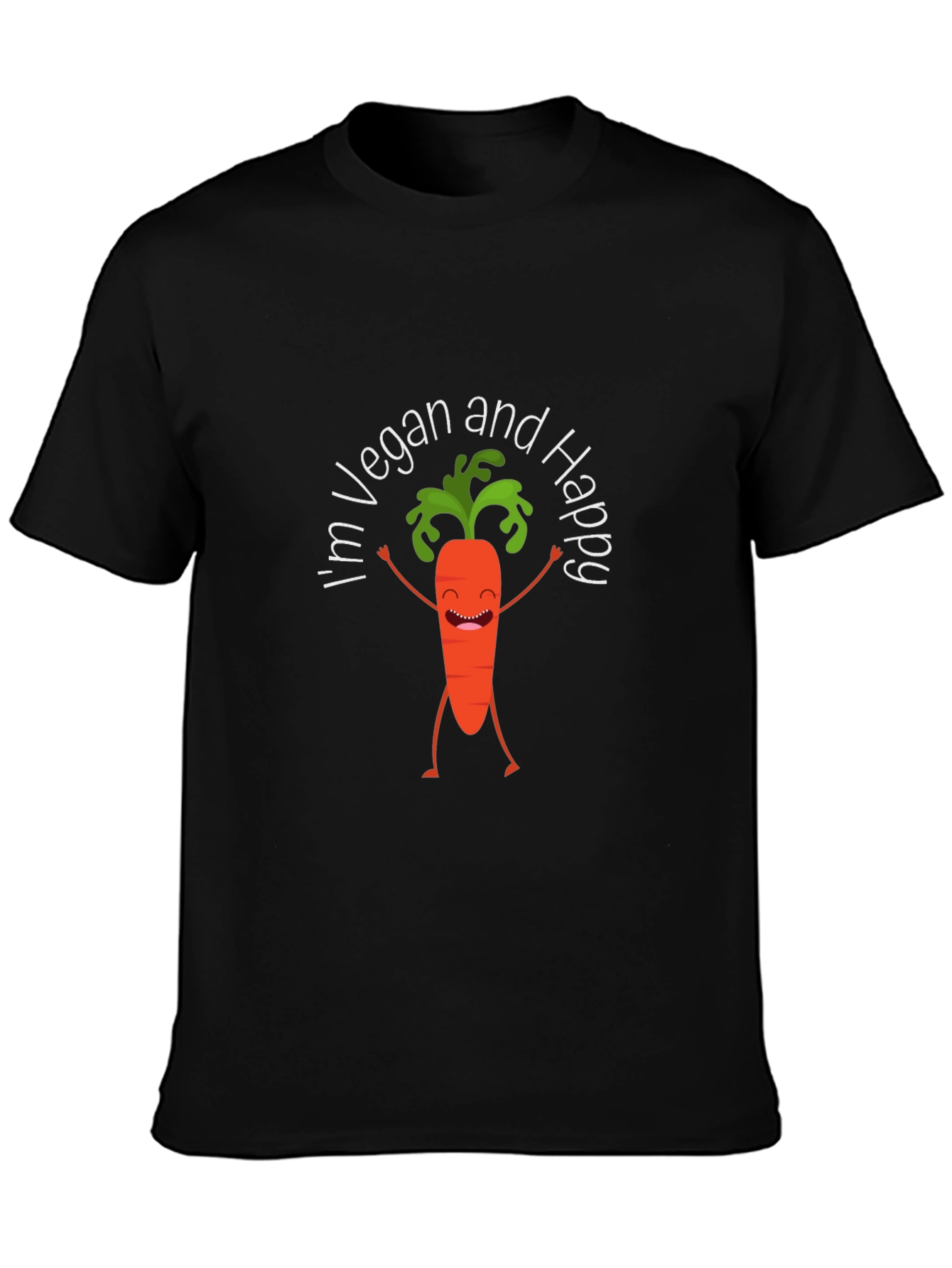 Vegan Happy Carrot Black T-Shirt