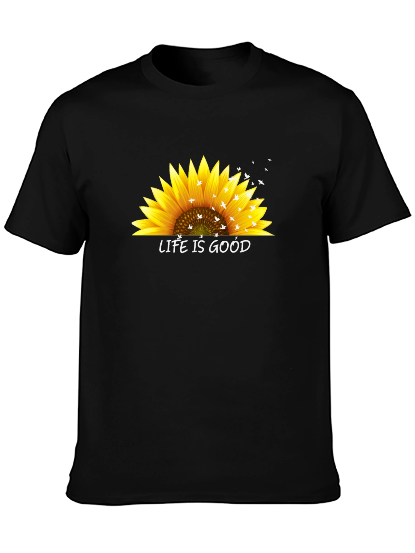 Life is Good Sunflower Graphic Tee - Black