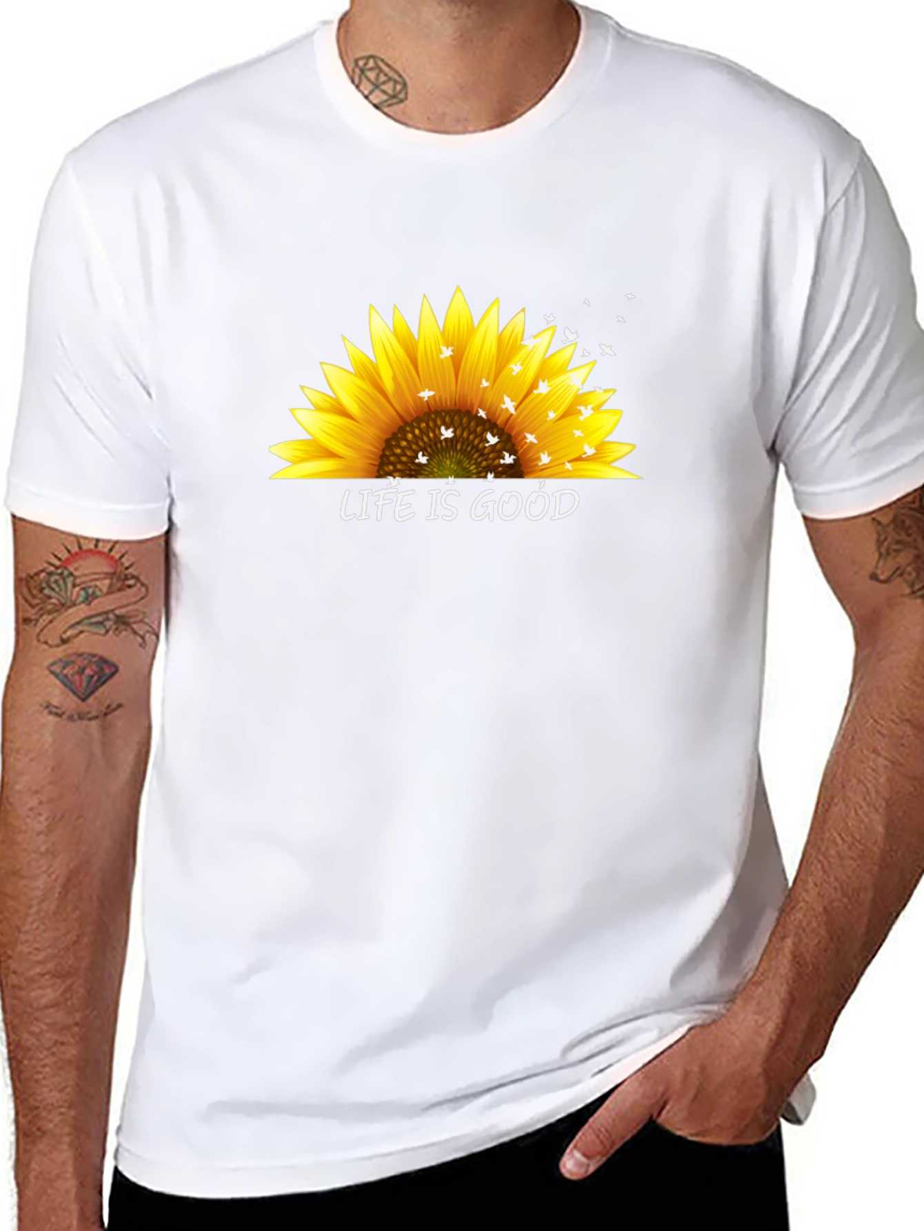 Life is Good Sunflower Graphic Tee - Black