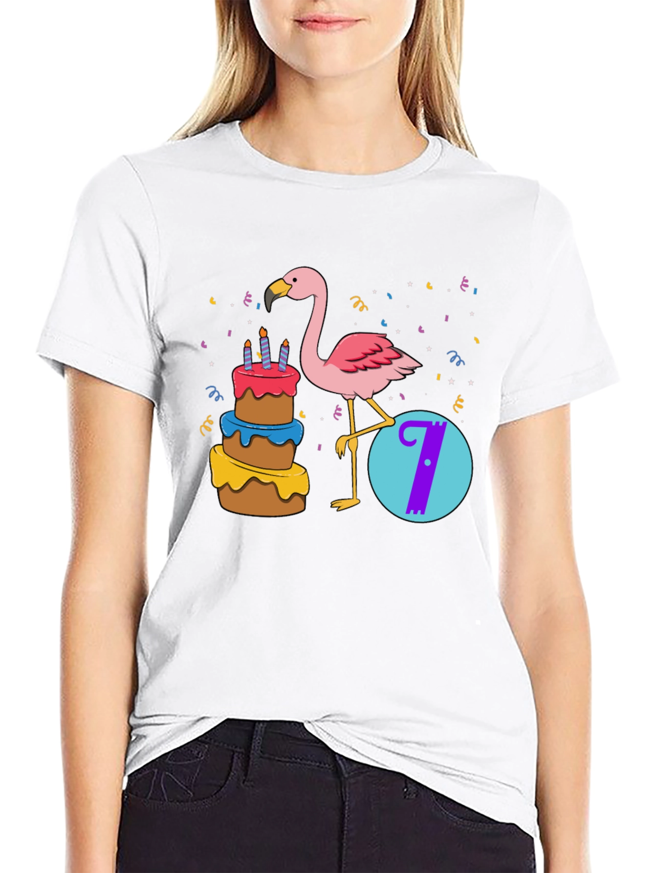 Birthday Flamingo Number 7 Kids T-Shirt