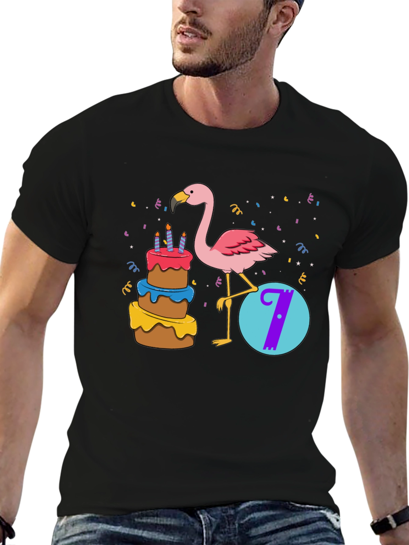 Birthday Flamingo Number 7 Kids T-Shirt