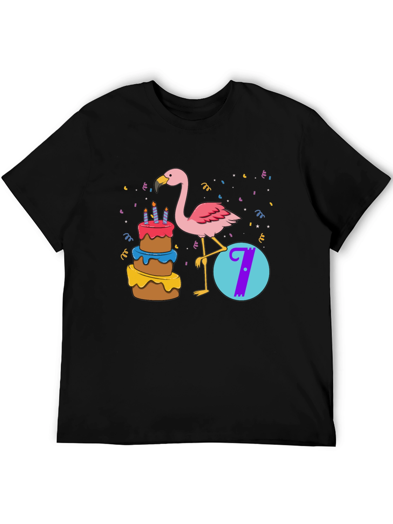 Birthday Flamingo Number 7 Kids T-Shirt