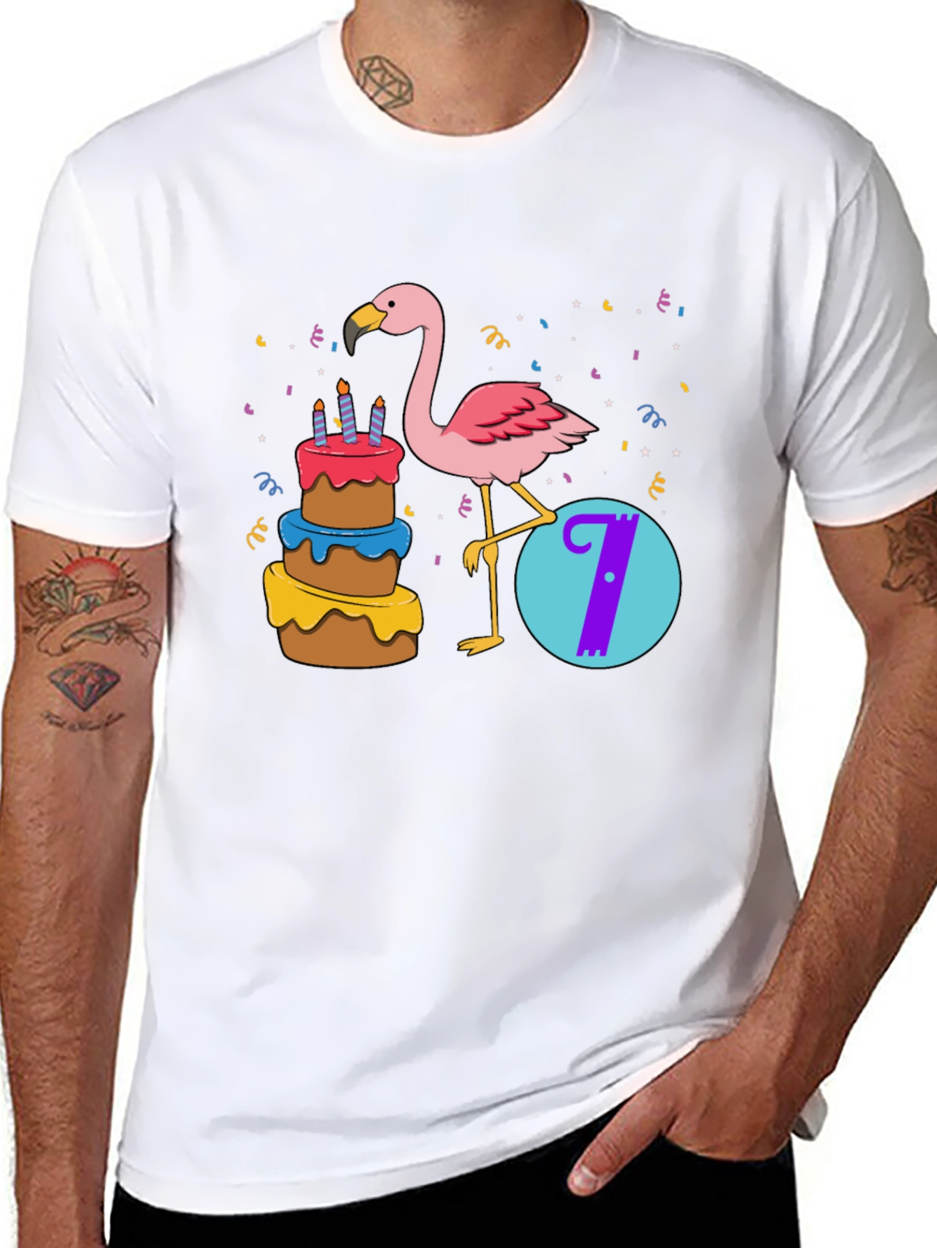 Birthday Flamingo Number 7 Kids T-Shirt