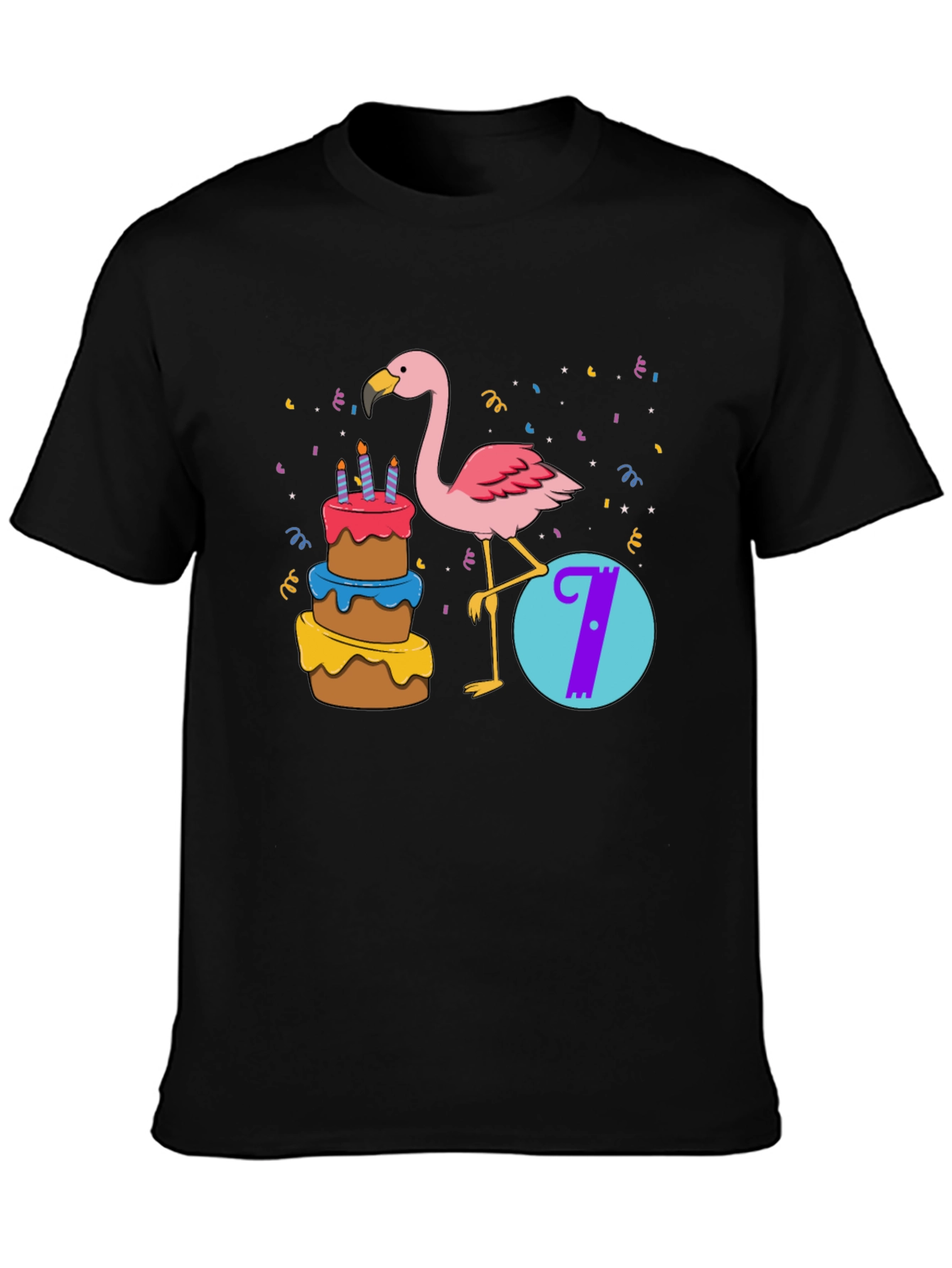 Birthday Flamingo Number 7 Kids T-Shirt