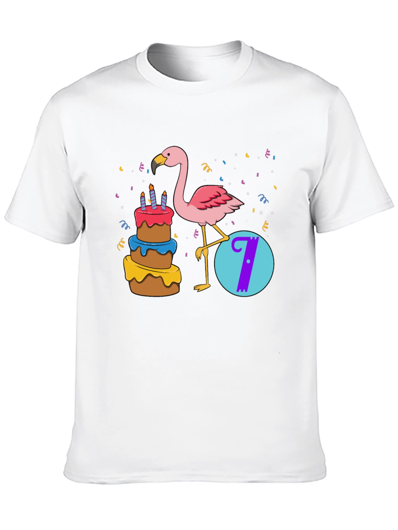 Birthday Flamingo Number 7 Kids T-Shirt