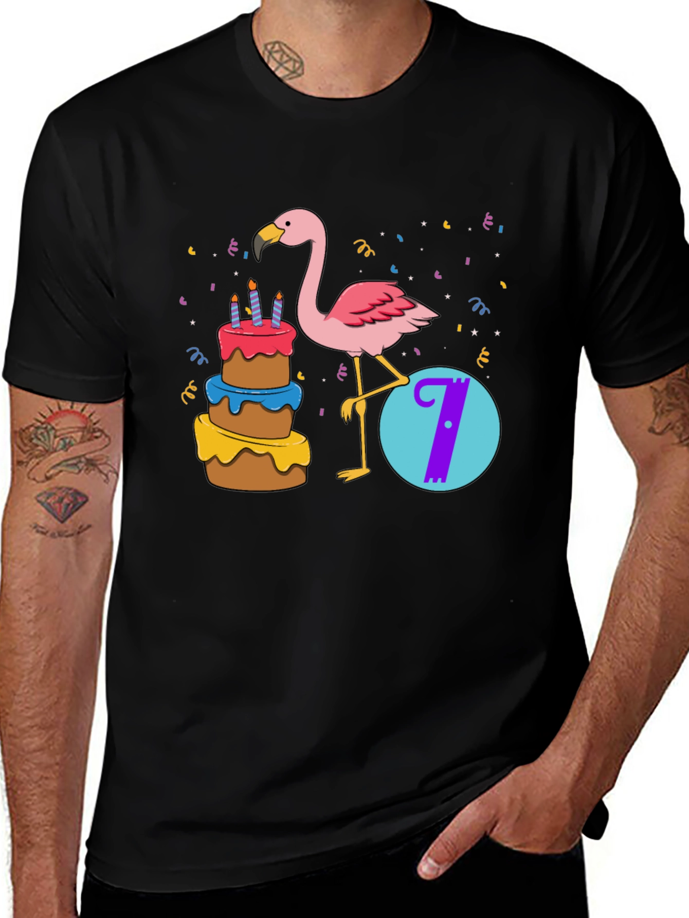 Birthday Flamingo Number 7 Kids T-Shirt