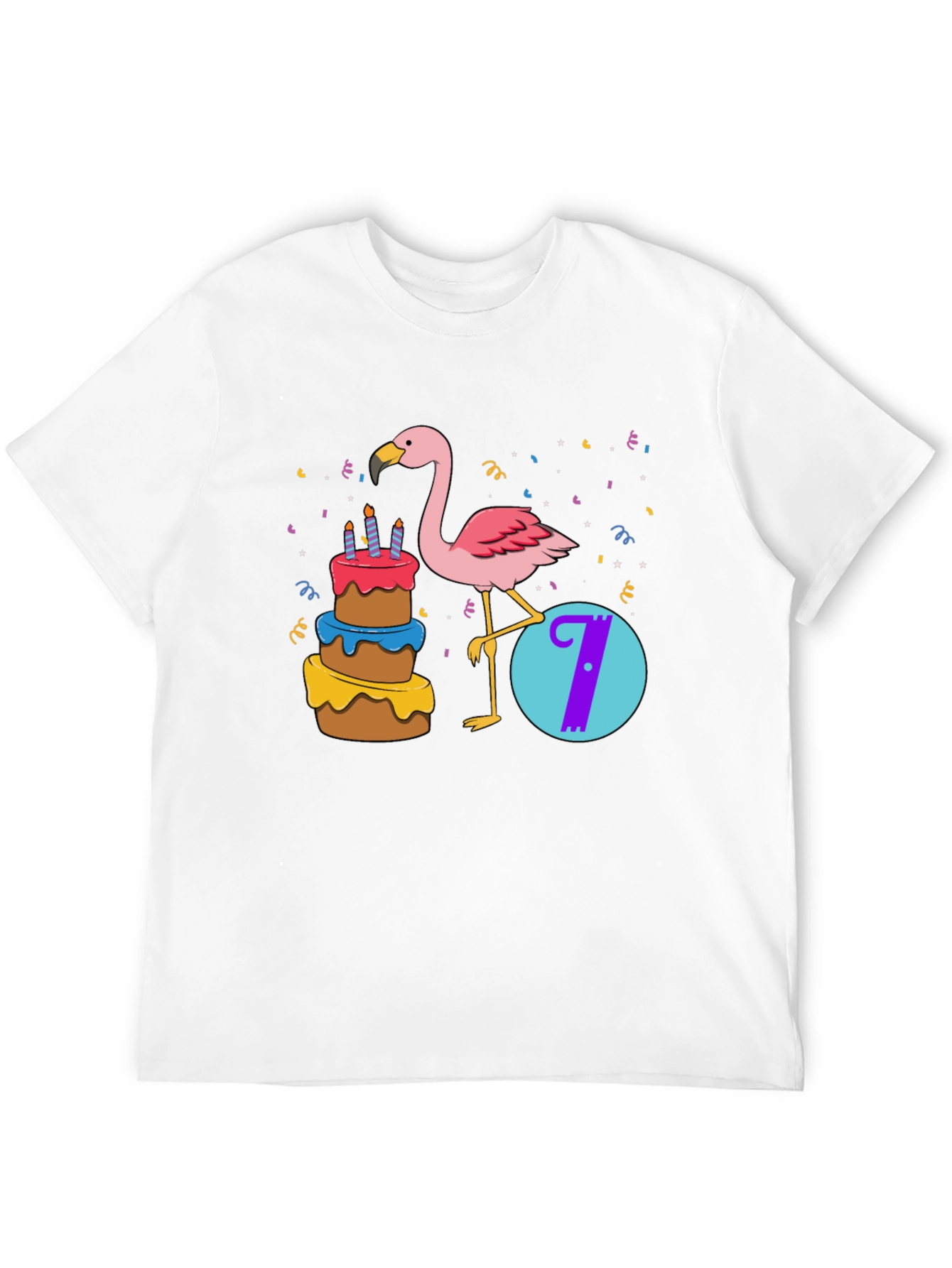 Birthday Flamingo Number 7 Kids T-Shirt