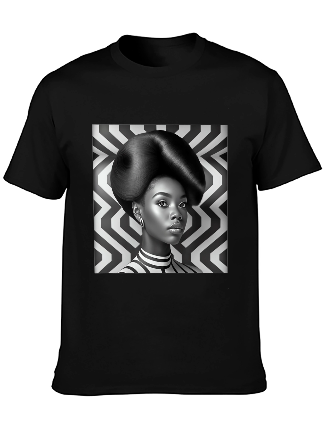 Monochrome Woman Graphic Tee - Stylish Print Shirt