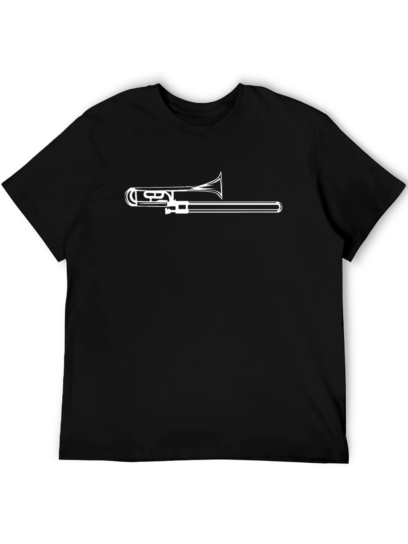 Trombone T-Shirt: Black Tee with White Instrument Graphic