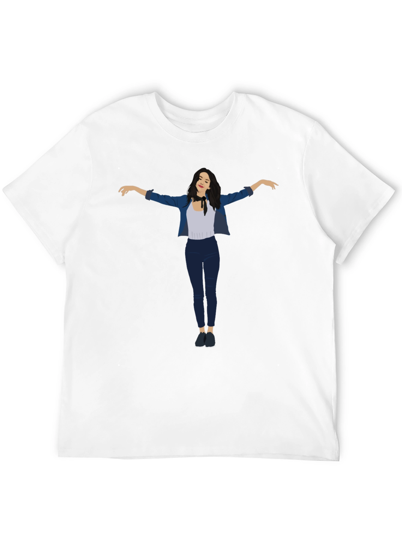Stylish Black Graphic Tee - Fashion Illustration Print