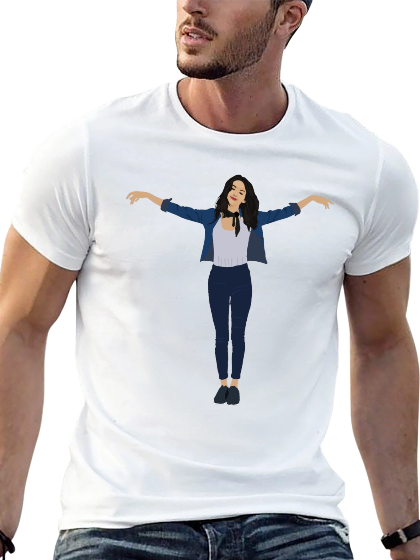 Stylish Black Graphic Tee - Fashion Illustration Print
