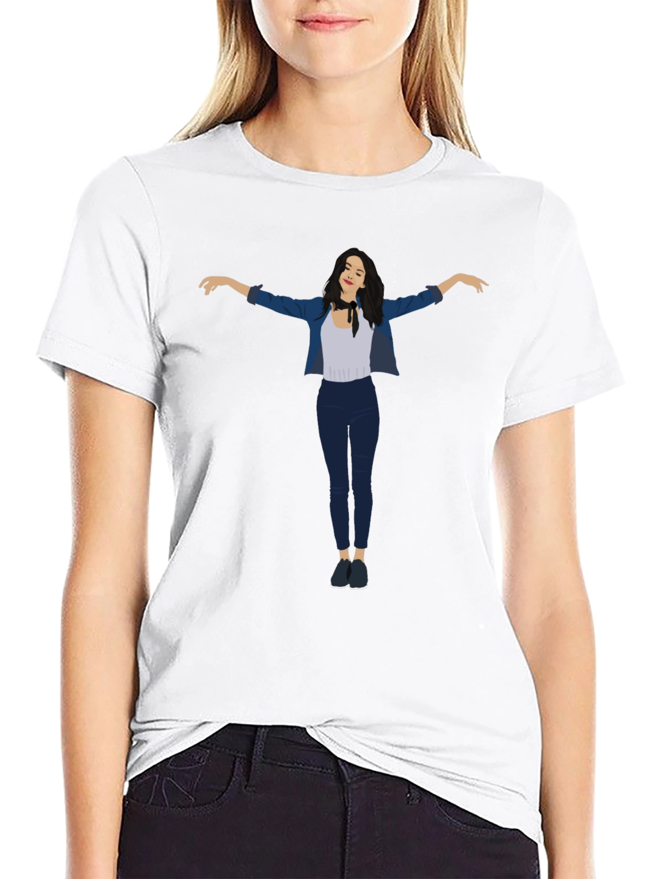 Stylish Black Graphic Tee - Fashion Illustration Print