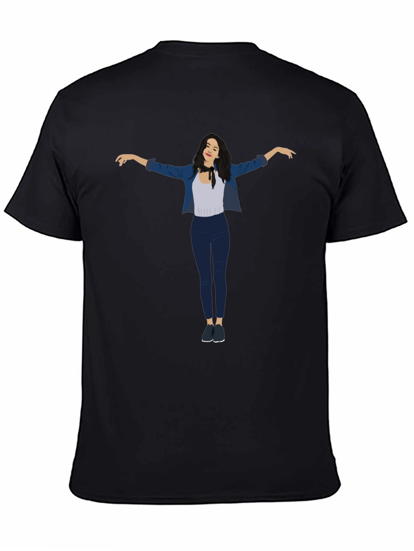 Stylish Black Graphic Tee - Fashion Illustration Print