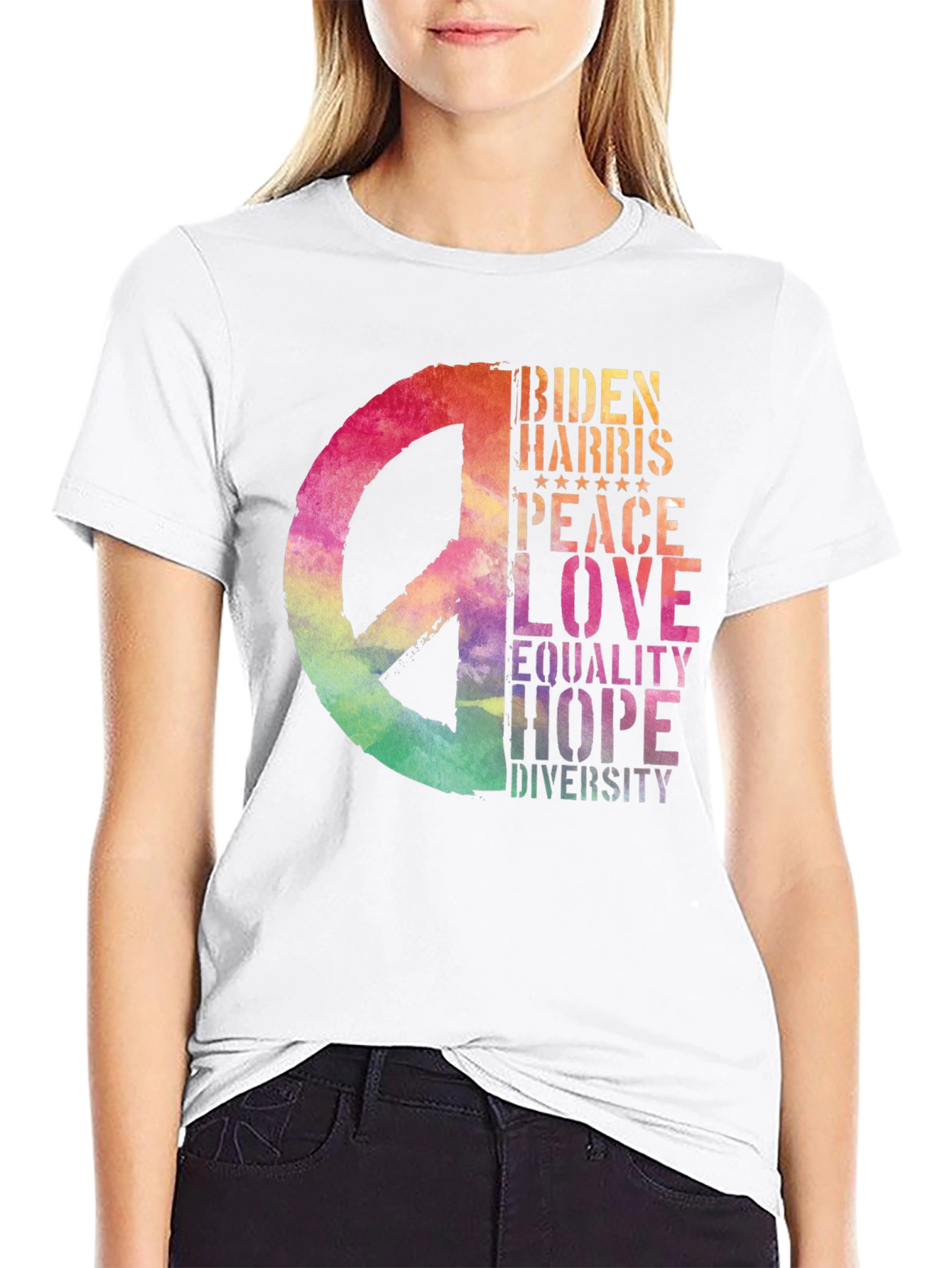 Biden Harris Peace Love Graphic T-Shirt