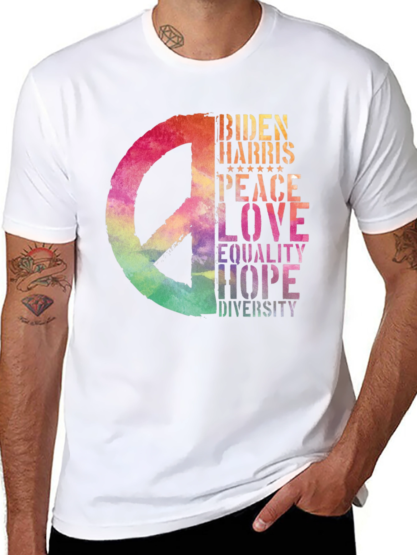 Biden Harris Peace Love Graphic T-Shirt