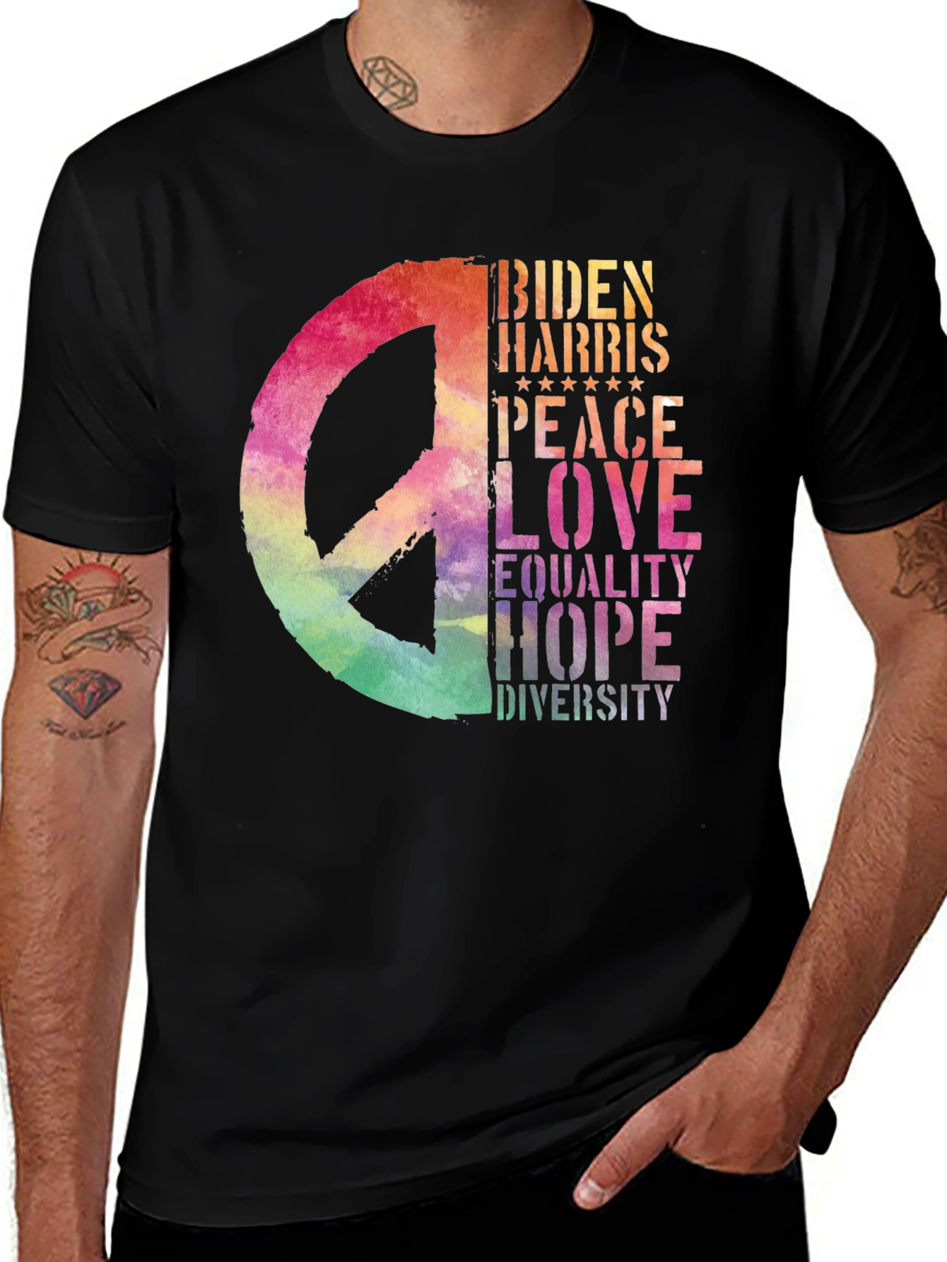 Biden Harris Peace Love Graphic T-Shirt