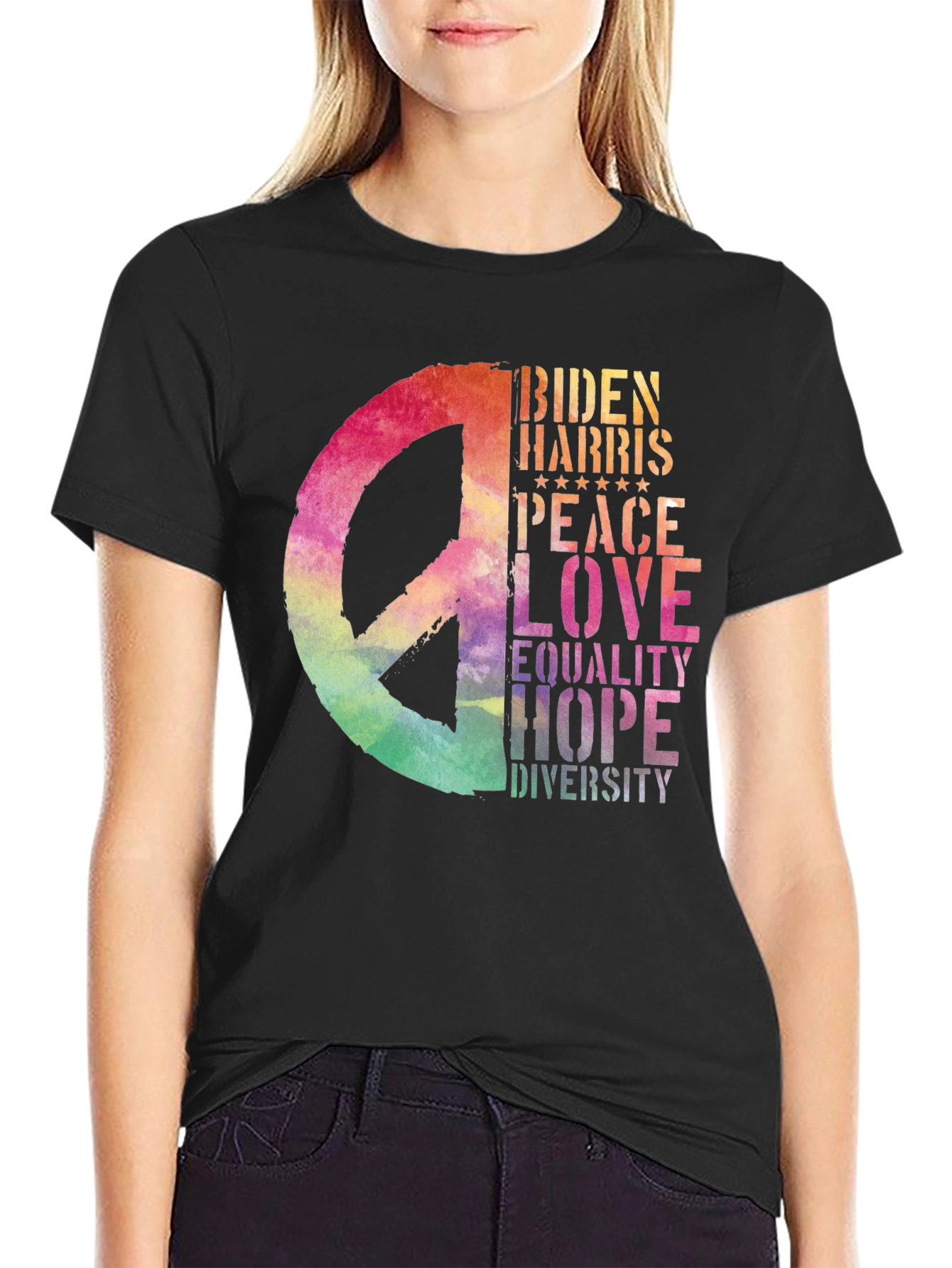 Biden Harris Peace Love Graphic T-Shirt