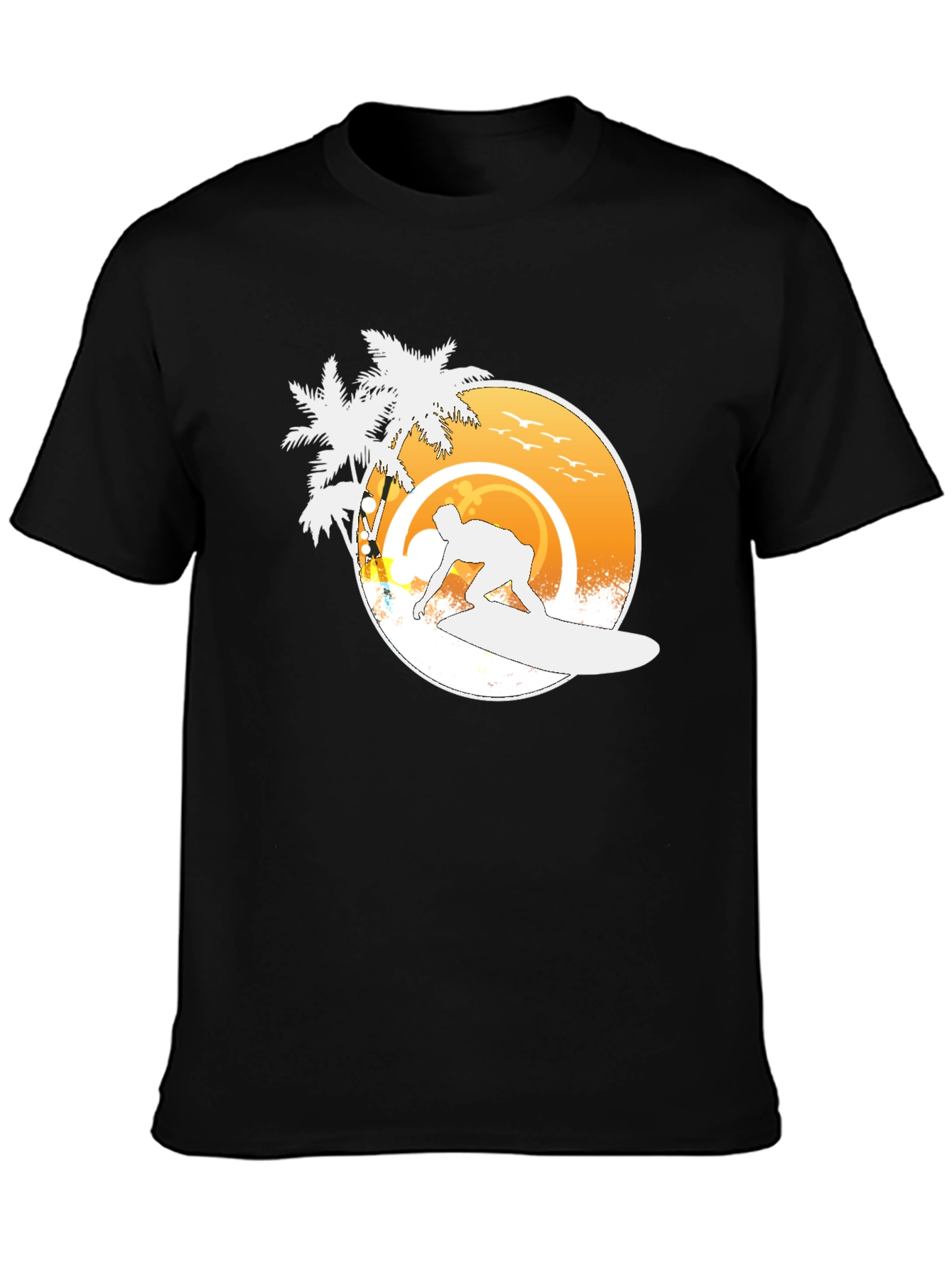 Surfer T-Shirt - Palm Tree Beach Design