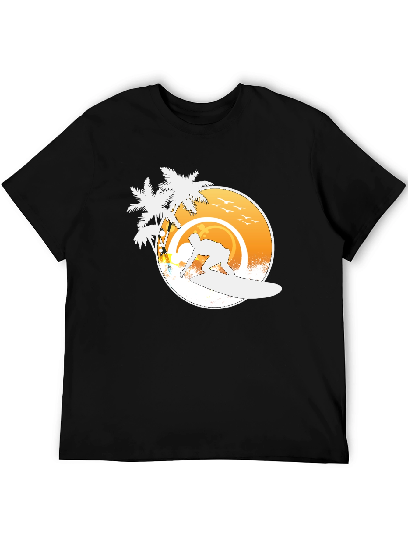Surfer T-Shirt - Palm Tree Beach Design